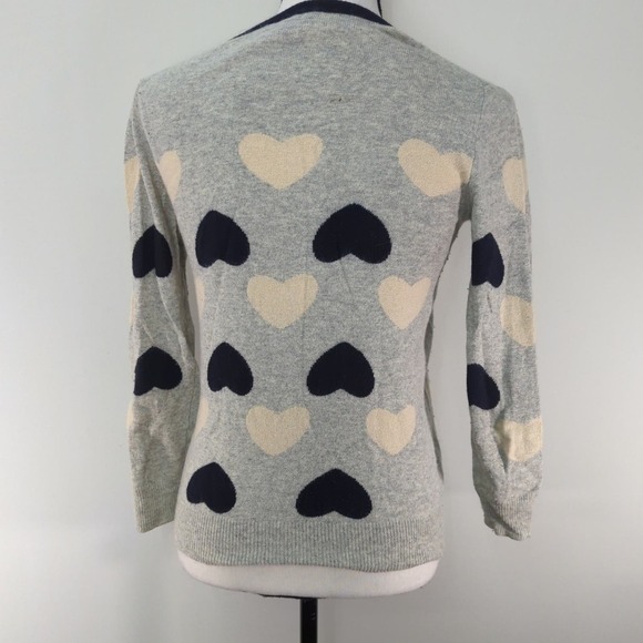 J. Crew Heartbreaker Sweater Womens Gray Heart Print Crew Neck Pullover XS - Picture 5 of 9